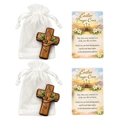 Pocket Prayer Cross — Walnut Wood Cross with Prayer Card & Gift Bag