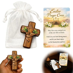 Pocket Prayer Cross — Walnut Wood Cross with Prayer Card & Gift Bag