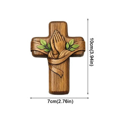 Pocket Prayer Cross — Walnut Wood Cross with Prayer Card & Gift Bag