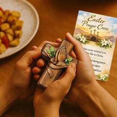 Pocket Prayer Cross — Walnut Wood Cross with Prayer Card & Gift Bag